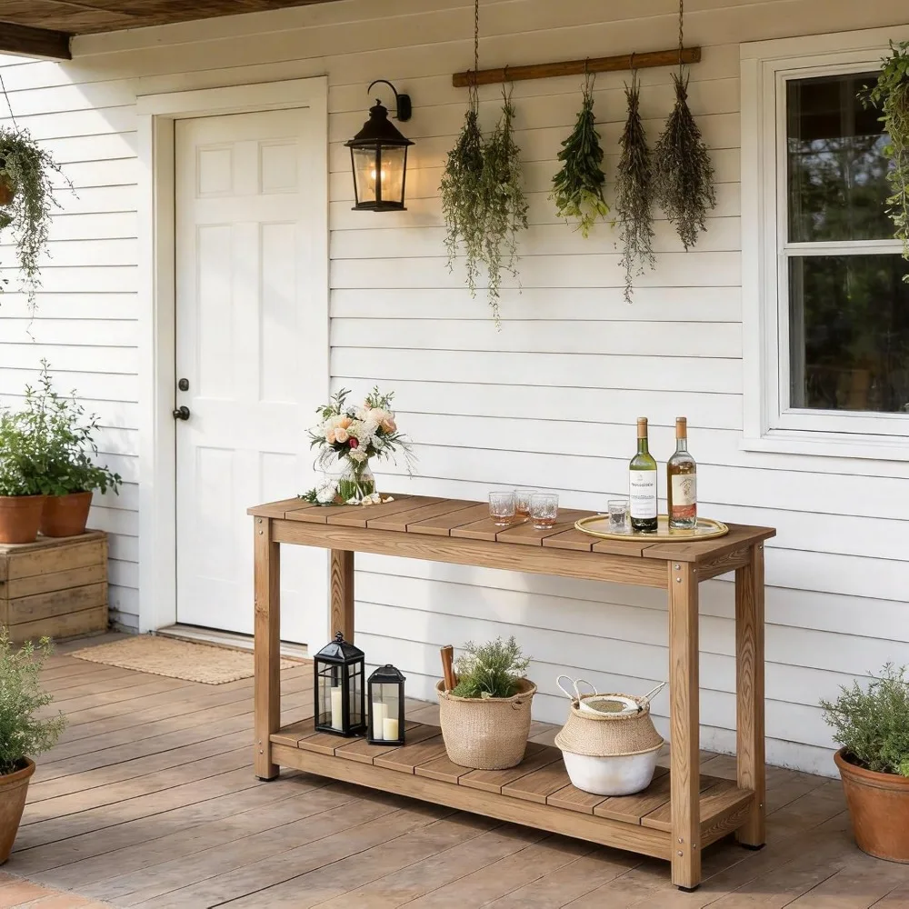 All-Weather Patio Console Table, 2-Tier Outdoor Table with Adjustable Feet, Customized
All-Weather Patio Console Table, 2-Tier Outdoor Table with Adjustable Feet, Customized