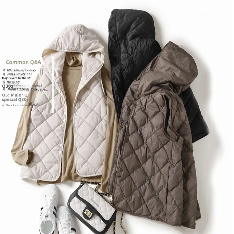 Faionable Quilted Lightweight down Cotton Hooded Vest Women's Autumn Winter Warm Sli oulder Coat Trendy Polyester Fiber
Faionable Quilted Lightweight down Cotton Hooded Vest Women's Autumn Winter Warm Sli oulder Coat Trendy Polyester Fiber