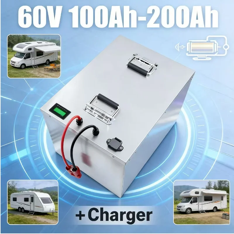 High-power 60V lithium iron phosphate battery, available in 100Ah/120Ah/150Ah/200Ah capacity. Built-in smart BMS & Bluetooth mon
High-power 60V lithium iron phosphate battery, available in 100Ah/120Ah/150Ah/200Ah capacity. Built-in smart BMS & Bluetooth mon