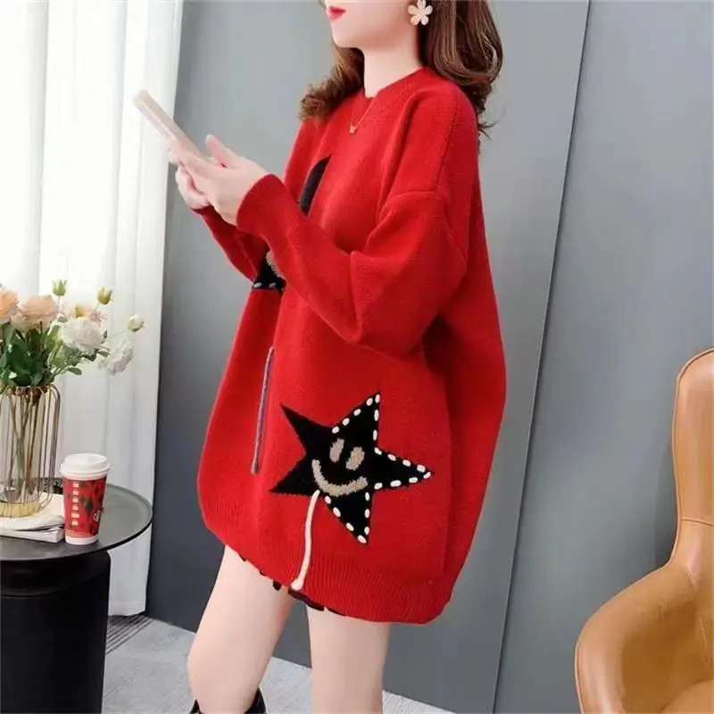 Women Korean Fashion Chic Funny Cute Jacquard Knitted Sweater Autumn Winter Casual Streetwear Oversize Long Sleeve Pullover Tops
Women Korean Fashion Chic Funny Cute Jacquard Knitted Sweater Autumn Winter Casual Streetwear Oversize Long Sleeve Pullover Tops