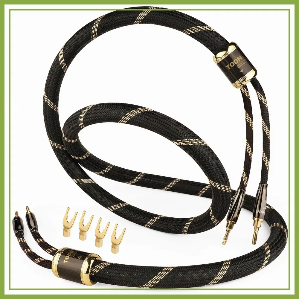 Audiophile Speaker Cable with Banana Plugs and Spade Plugs, OCC-Core, Dual Shielded (6.5ft/2m, 1 Cable)
Audiophile Speaker Cable with Banana Plugs and Spade Plugs, OCC-Core, Dual Shielded (6.5ft/2m, 1 Cable)