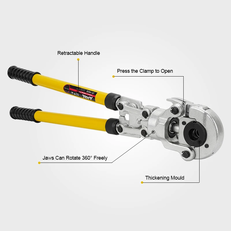 JT-300 Mechanical Crimping Pliers for Cable Lug Crimping Tools 10-300mm2 with Retractable Handle
JT-300 Mechanical Crimping Pliers for Cable Lug Crimping Tools 10-300mm2 with Retractable Handle