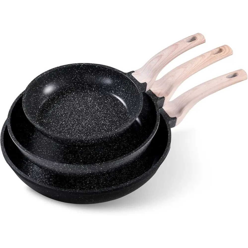 Induction-Ready Non-Stick Skillet Set with Granite Omelet Pan, Heat-Resistant Handle, 8, 10, 12
Induction-Ready Non-Stick Skillet Set with Granite Omelet Pan, Heat-Resistant Handle, 8, 10, 12