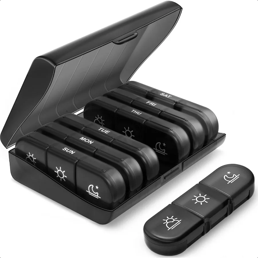 Weekly Pill Organizer 3 Times a Day Portable Travel Pill Box 7 Day with Large Pill Containers LightProof Pill Case for Vitamins
Weekly Pill Organizer 3 Times a Day Portable Travel Pill Box 7 Day with Large Pill Containers LightProof Pill Case for Vitamins
