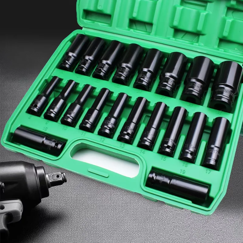 1/2Inch Drive 6-Point Impact Socket Set 10-20 pcs/set 8-32mm Metric Sizes Carbon Steel Impact Socket Set with Hard Storage Box
1/2Inch Drive 6-Point Impact Socket Set 10-20 pcs/set 8-32mm Metric Sizes Carbon Steel Impact Socket Set with Hard Storage Box