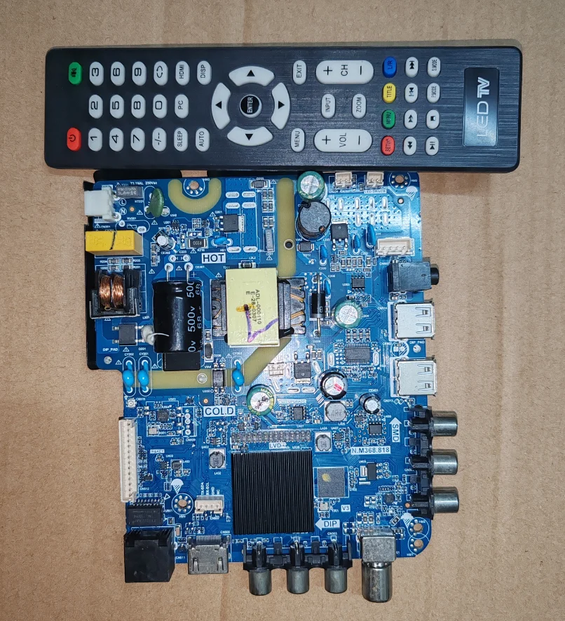N.M368.818 3-in-1 4-core WiFi network TV motherboard for 512M+4G 33--93v 600ma 1366x768
N.M368.818 3-in-1 4-core WiFi network TV motherboard for 512M+4G 33--93v 600ma 1366x768