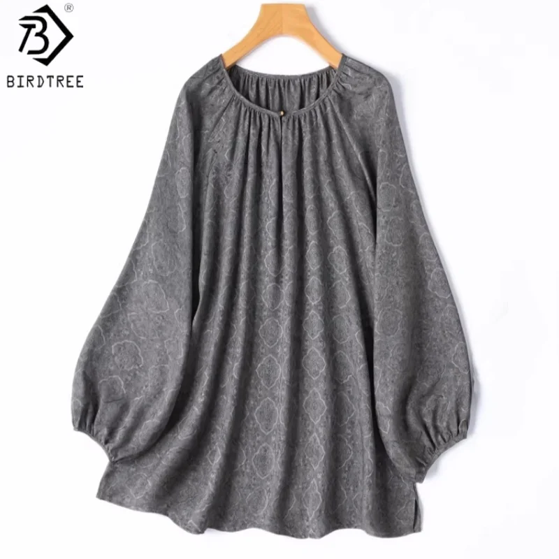 Birdtree, 100% Real Silk Jacquard Blouse, O-neck Lantern Sleeve Tops, Women Loose Breathable Tshirt, 2026 Spring New T64136JF
Birdtree, 100% Real Silk Jacquard Blouse, O-neck Lantern Sleeve Tops, Women Loose Breathable Tshirt, 2026 Spring New T64136JF