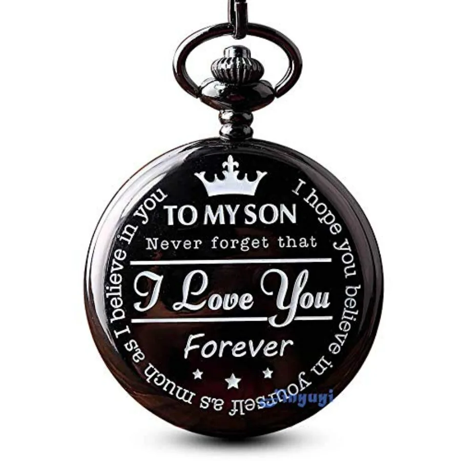 Engraved Pocket Watch to Son I Love You Gifts from a Mom Dad Birthday Christmas Gift Fob Watches Chains
Engraved Pocket Watch to Son I Love You Gifts from a Mom Dad Birthday Christmas Gift Fob Watches Chains