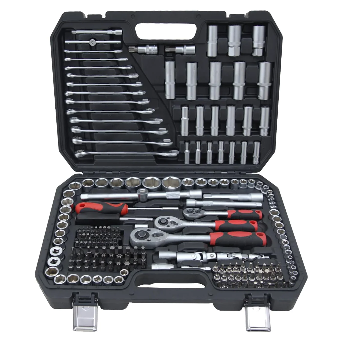 216 PCS Sockets Set Hand Tool Set Mechanic Tool Socket Set1/2" 1/4" 3/8" Drive SAE & Metric Size Mixed Ratcheting Spanner Set
216 PCS Sockets Set Hand Tool Set Mechanic Tool Socket Set1/2" 1/4" 3/8" Drive SAE & Metric Size Mixed Ratcheting Spanner Set