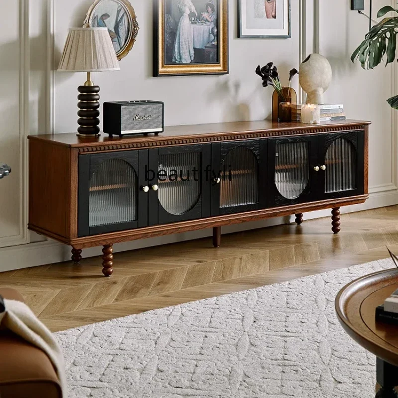 A French retro solid wood TV, living room storage, storage cabinet red oak American, home
A French retro solid wood TV, living room storage, storage cabinet red oak American, home