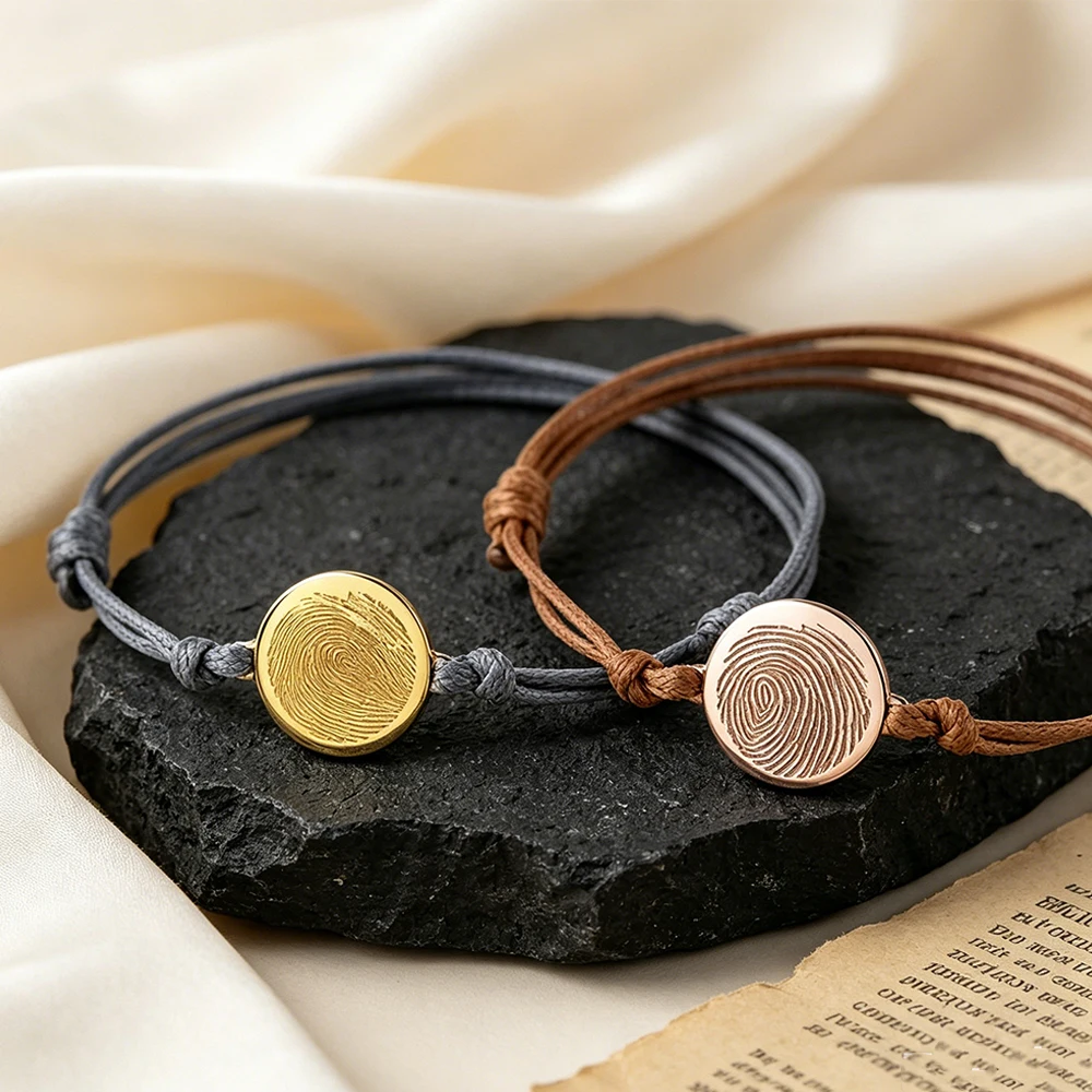 Customized Couples Exclusive Fingerprint Ring Bracelet Woven Adjustable Length Bracelet Supports Sketch Portrait Engraved Design
Customized Couples Exclusive Fingerprint Ring Bracelet Woven Adjustable Length Bracelet Supports Sketch Portrait Engraved Design