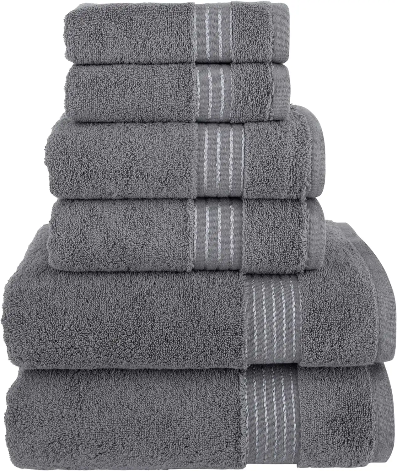 6 Piece Towel Set, 2 Bath Towels 2 Hand Towels 2 Washcloths, 100% Turkish Cotton Towels for Bathroom, Grey
6 Piece Towel Set, 2 Bath Towels 2 Hand Towels 2 Washcloths, 100% Turkish Cotton Towels for Bathroom, Grey