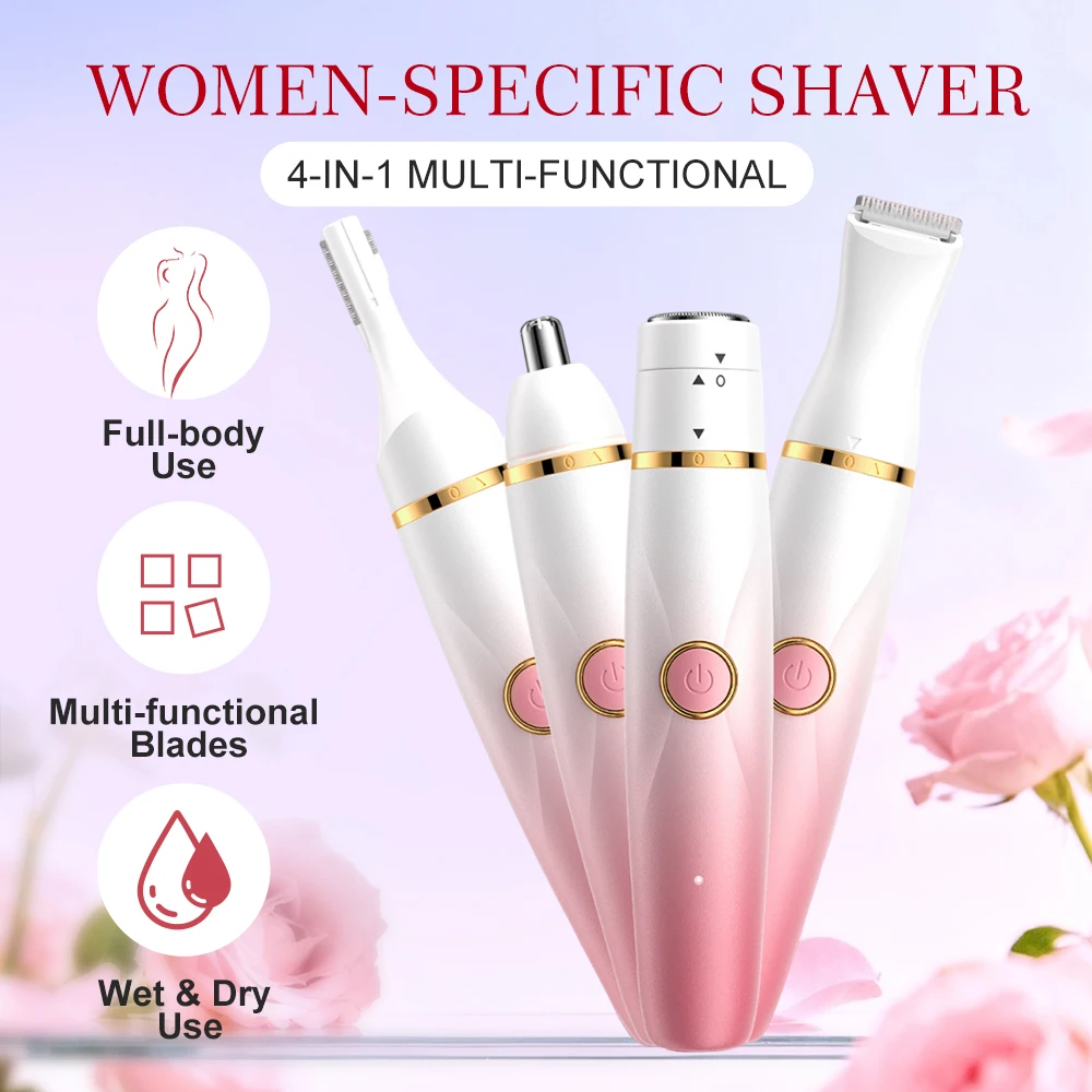 4 In 1 Electric Razors for Women Rechargeable Hair Trimmer Portable Facial Body Bikini Nose Eyebrow Shaver Wet & Dry Use
4 In 1 Electric Razors for Women Rechargeable Hair Trimmer Portable Facial Body Bikini Nose Eyebrow Shaver Wet & Dry Use