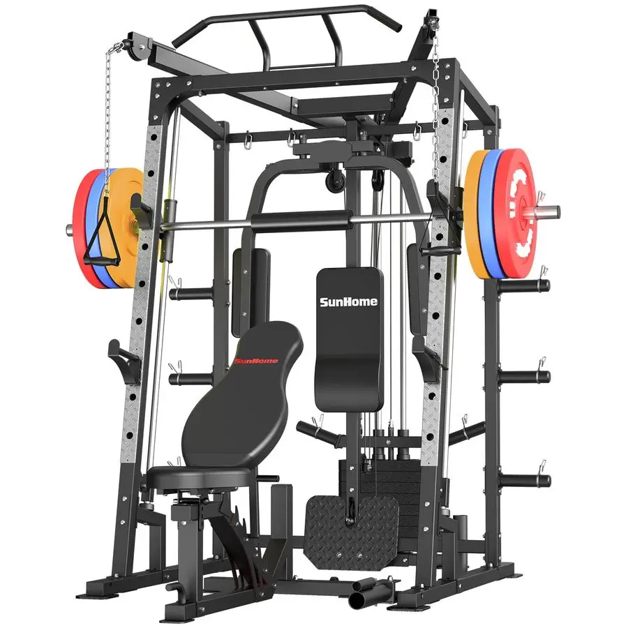 Power Cage Squat Rack with Smith Bar, LAT PullDown Systems, Cable Crossover Machine and Cable Attachment for Hom
Power Cage Squat Rack with Smith Bar, LAT PullDown Systems, Cable Crossover Machine and Cable Attachment for Hom