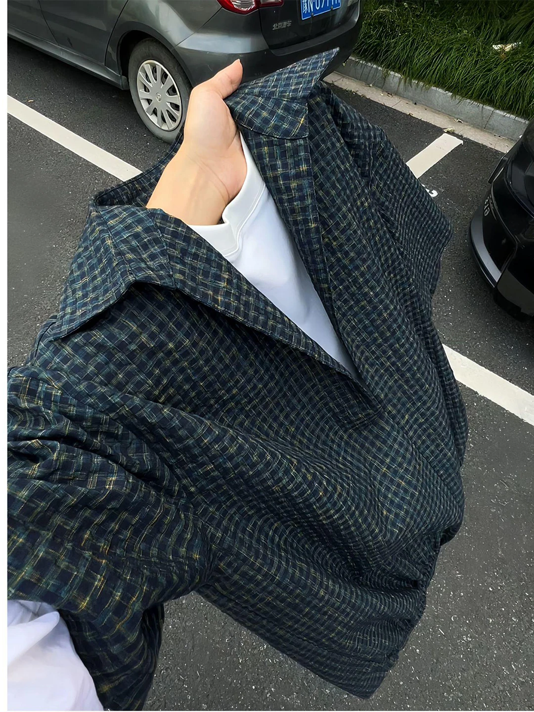 Blue Plaid Splice Ice Silk Short Sleeve Shirt Summer Cool Feeling Breathable Bubble Cloth Quick Dry Collar T-Shirt Casual Loo...
Blue Plaid Splice Ice Silk Short Sleeve Shirt Summer Cool Feeling Breathable Bubble Cloth Quick Dry Collar T-Shirt Casual Loo...