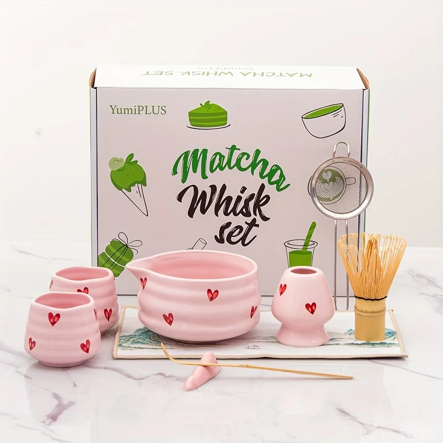 9pcs Pink heart-shaped matcha set, gift box matcha set, Japanese matcha set, suitable for matcha, lattes, and holiday gifts
9pcs Pink heart-shaped matcha set, gift box matcha set, Japanese matcha set, suitable for matcha, lattes, and holiday gifts