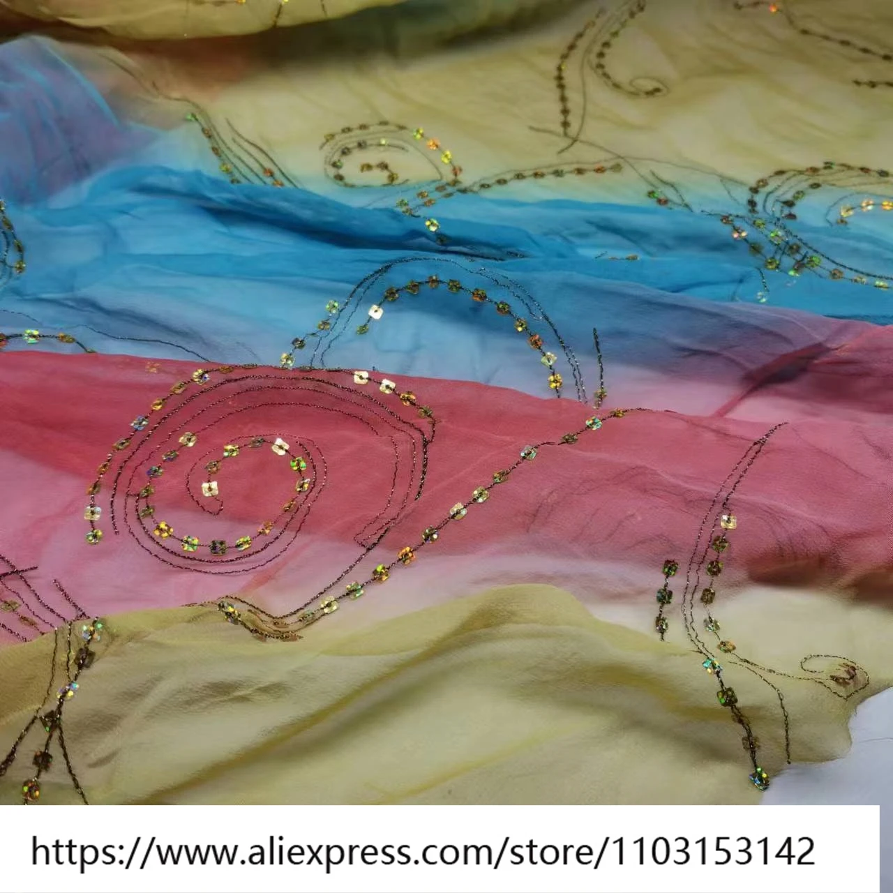 Summer Light and Slightly Transparent Sequined Silk Fabric 8momme Arbor with Embroidery Fashion Cloth
Summer Light and Slightly Transparent Sequined Silk Fabric 8momme Arbor with Embroidery Fashion Cloth