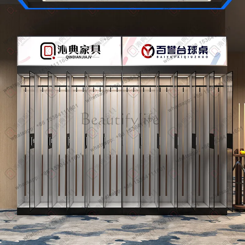 Small head pole storage cabinet Glass display Billiards hall Rod storage cabinet with combination lock
Small head pole storage cabinet Glass display Billiards hall Rod storage cabinet with combination lock