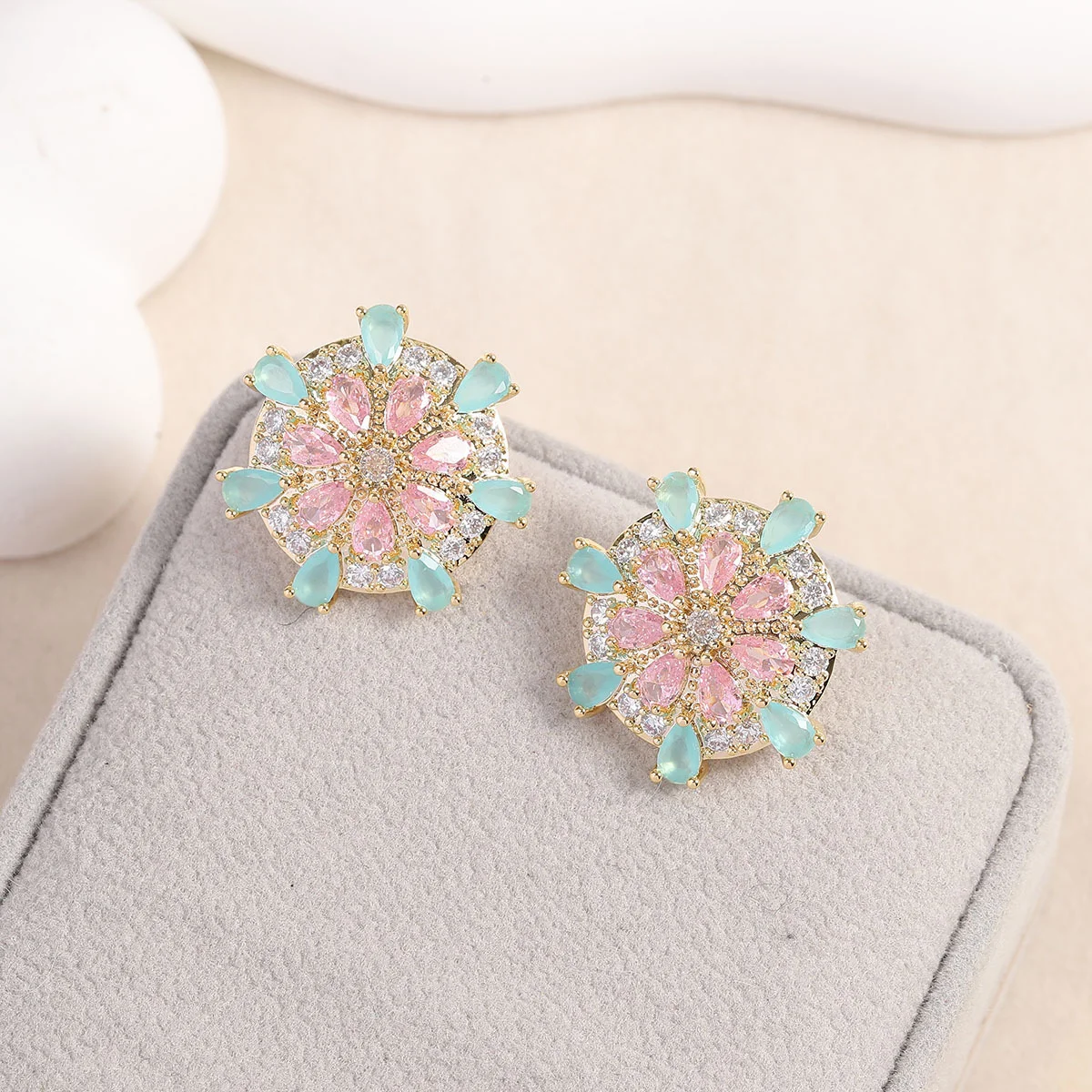 925 Silver Needle Dainty Multicolor Gemstone Flower Stud Earrings, Shining Statement Jewelry for Daily Wear Ideal Gift for Women
925 Silver Needle Dainty Multicolor Gemstone Flower Stud Earrings, Shining Statement Jewelry for Daily Wear Ideal Gift for Women