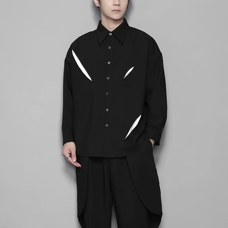 Original Design Men's Trendy Shirt Personality Irregular Cutout Color Block Patchwork Black White Casual Long Sleeve Fashion Top
Original Design Men's Trendy Shirt Personality Irregular Cutout Color Block Patchwork Black White Casual Long Sleeve Fashion Top