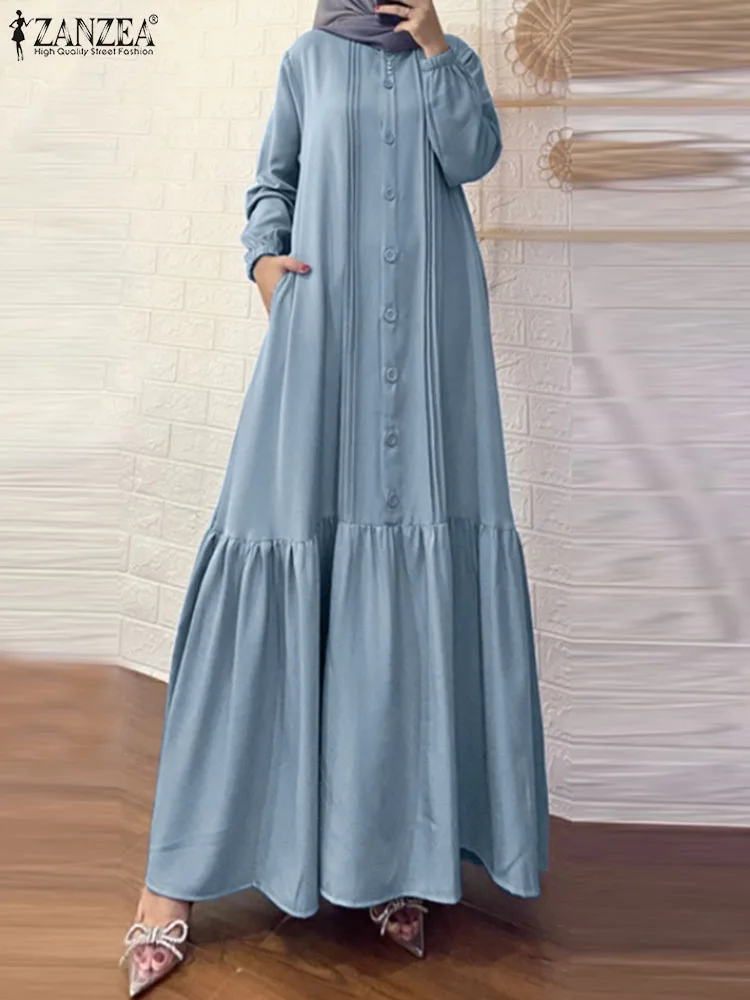 Платье ZANZEA Eid Mubarek, мусульманское платье, Турецкая абайя, Дубай, сарафан, женское осеннее модное Макси-платье с длинным рукавом, одежда для женщин
Платье ZANZEA Eid Mubarek, мусульманское платье, Турецкая абайя, Дубай, сарафан, женское осеннее модное Макси-платье с длинным рукавом, одежда для женщин