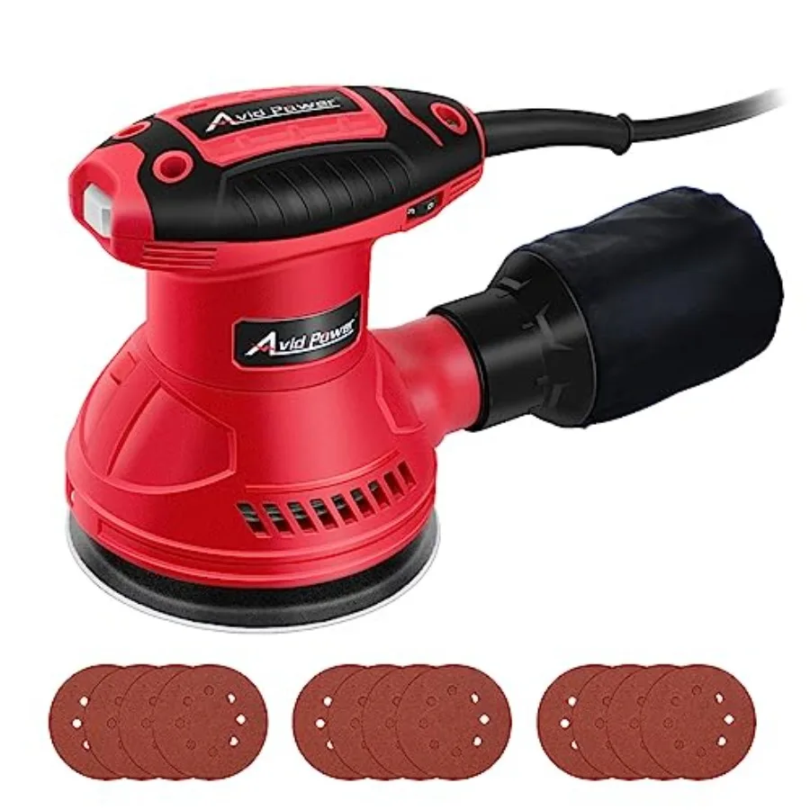 Orbital Sander 3.0 Amp 5 Inch Electric Sander Tool 6 Variable Speeds Random Orbit Sander for Woodworking, 7000-14000 RPM, 12 Pc
Orbital Sander 3.0 Amp 5 Inch Electric Sander Tool 6 Variable Speeds Random Orbit Sander for Woodworking, 7000-14000 RPM, 12 Pc