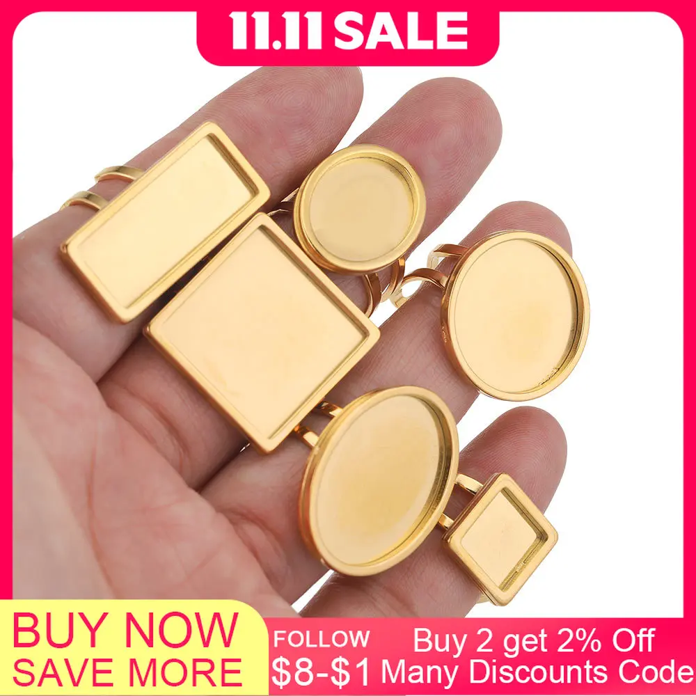 4 шт./лот, золотое открытое кольцо из нержавеющей стали, плоское пустое основание, большие круглые овальные кабошоны из смолы, поднос для колец, ободок для изготовления ювелирных изделий
4 шт./лот, золотое открытое кольцо из нержавеющей стали, плоское пустое основание, большие круглые овальные кабошоны из смолы, поднос для колец, ободок для изготовления ювелирных изделий