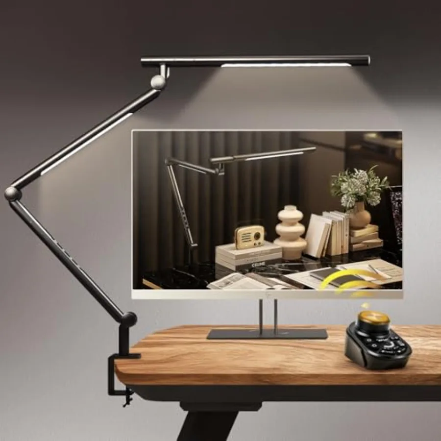 Adjustable LED Desk Lamp Modern Black - Clamp Mount Office Table Light with Desktop Remote Control Adjustable Brightness and Co
Adjustable LED Desk Lamp Modern Black - Clamp Mount Office Table Light with Desktop Remote Control Adjustable Brightness and Co