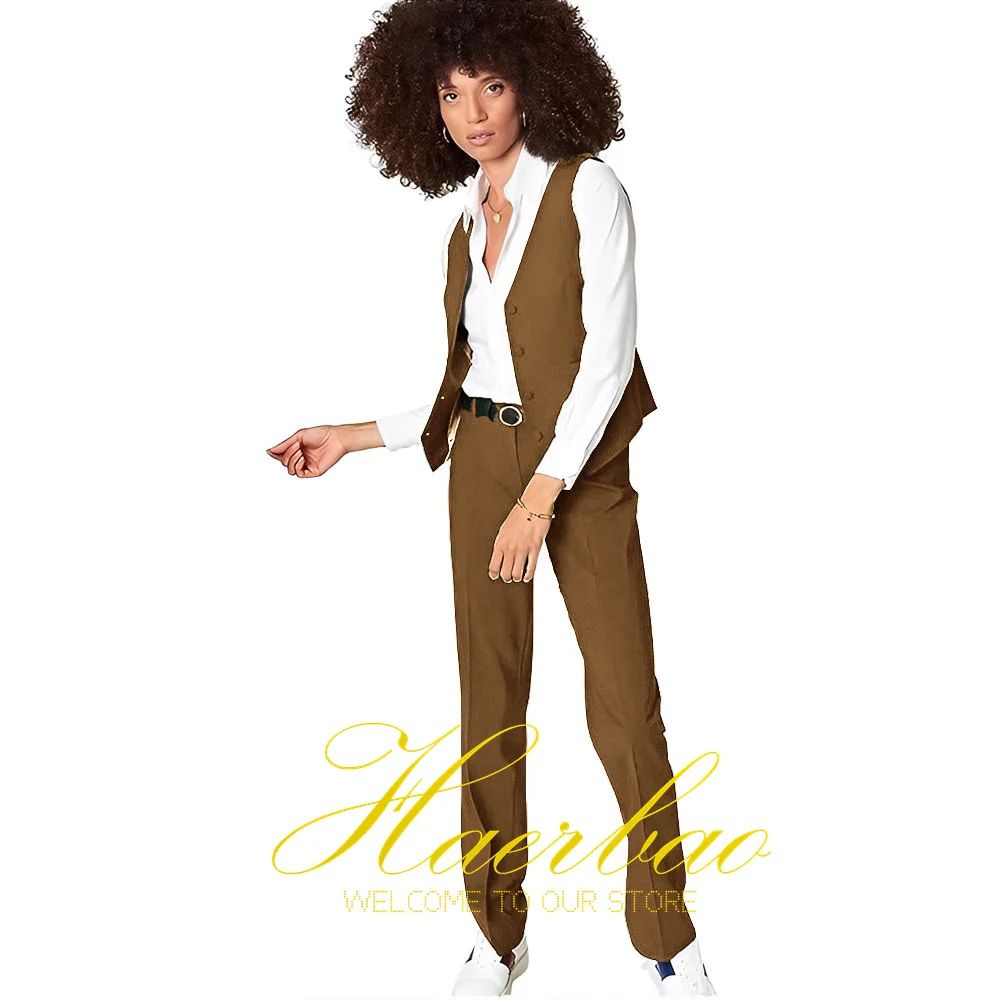 Women's Slim Fit Vest and Pants Set, Office Workwear, Formal Trousers, Brown, Lady, Suit, 2
Women's Slim Fit Vest and Pants Set, Office Workwear, Formal Trousers, Brown, Lady, Suit, 2