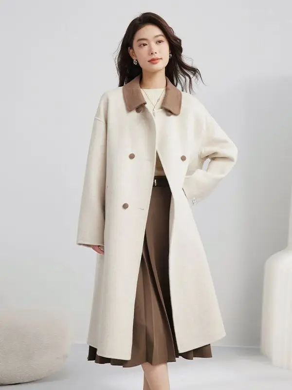 Шерстяное пальто в стиле ретро в стиле пэчворк, двустороннее пальто средней длины с воротником на пуговицах, корейская свободная зимняя верхняя одежда
Шерстяное пальто в стиле ретро в стиле пэчворк, двустороннее пальто средней длины с воротником на пуговицах, корейская свободная зимняя верхняя одежда