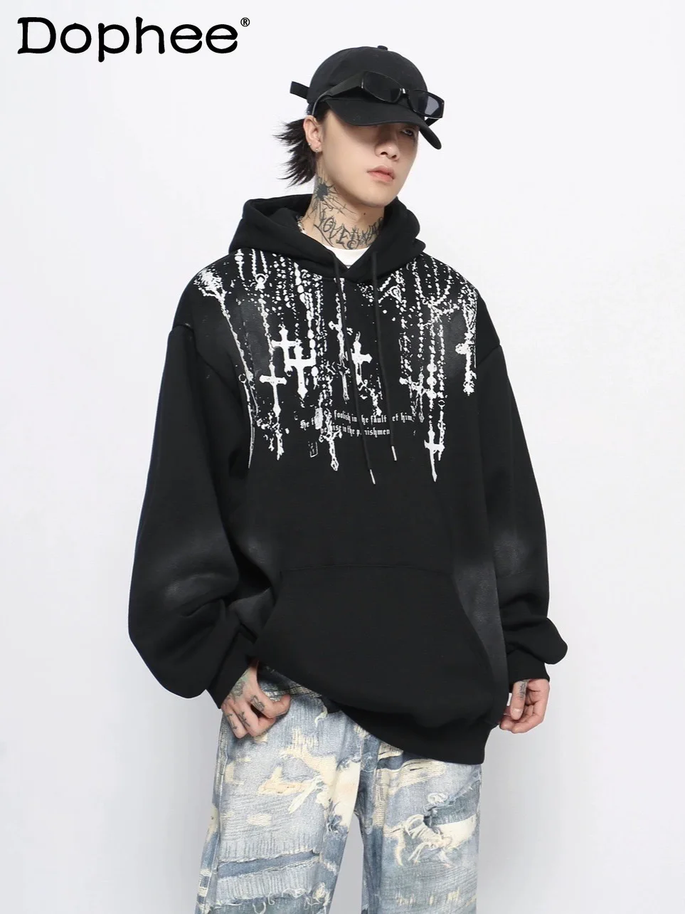 Autumn Winter New American High Street Trend Fleece Hooded Sweatshirt Fashion Retro Casual Loose Cool Handsome Hoodie for Men
Autumn Winter New American High Street Trend Fleece Hooded Sweatshirt Fashion Retro Casual Loose Cool Handsome Hoodie for Men