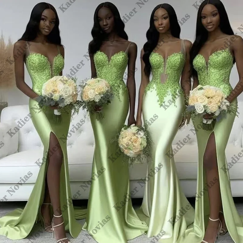 Mermaid Elegant Green Bridesmaid Dresses for Wedding with Slit Customized Wedding Party Dresses Robe Demoiselle d honneur femme
Mermaid Elegant Green Bridesmaid Dresses for Wedding with Slit Customized Wedding Party Dresses Robe Demoiselle d honneur femme