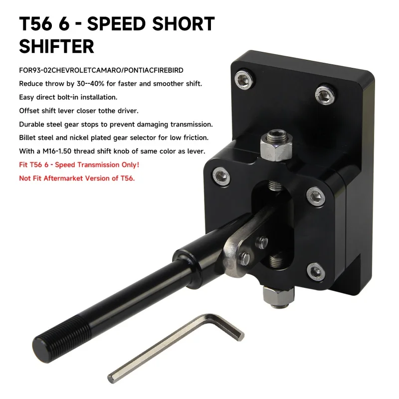 Billet Short Throw Shifter Set T56 6-Speed for 1993-2002 F-Body Camaro Firebird LS1 Chevrolet Camaro 1993-2002
Billet Short Throw Shifter Set T56 6-Speed for 1993-2002 F-Body Camaro Firebird LS1 Chevrolet Camaro 1993-2002