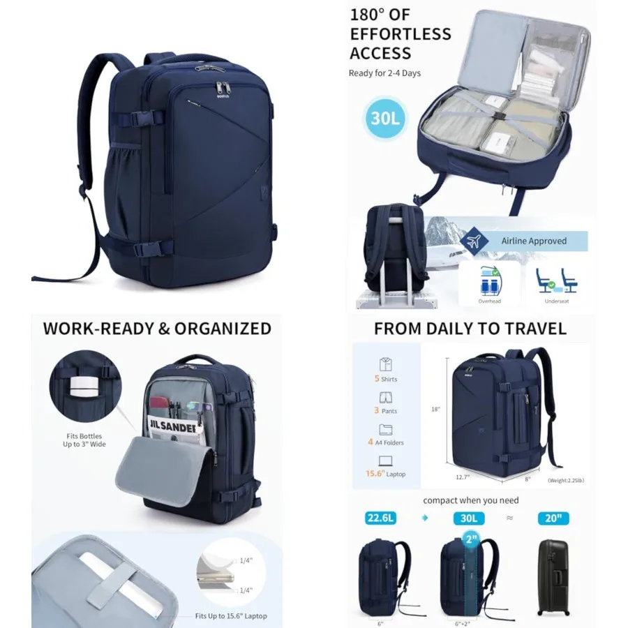 Carry On Travel Backpack, Expandable Airlines Personal Item Bag 18x14x8, Water Resistant Laptop Backpack Flight Approved, 12 Po
Carry On Travel Backpack, Expandable Airlines Personal Item Bag 18x14x8, Water Resistant Laptop Backpack Flight Approved, 12 Po