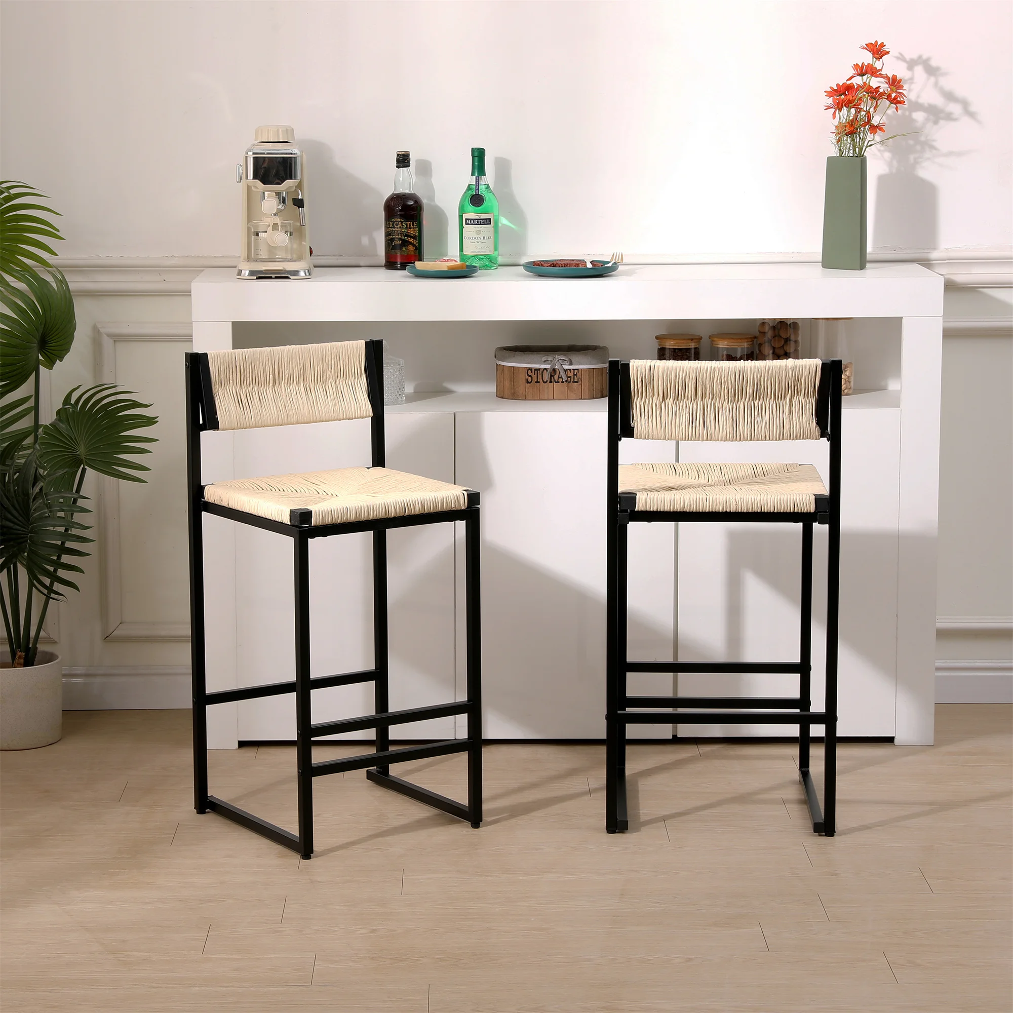 2pcs High Bar Stools Chairs Paper Rope Woven Barstools 220lbs Max Weighing Capacity for Kitchen Dining Room Coffee Shop
2pcs High Bar Stools Chairs Paper Rope Woven Barstools 220lbs Max Weighing Capacity for Kitchen Dining Room Coffee Shop