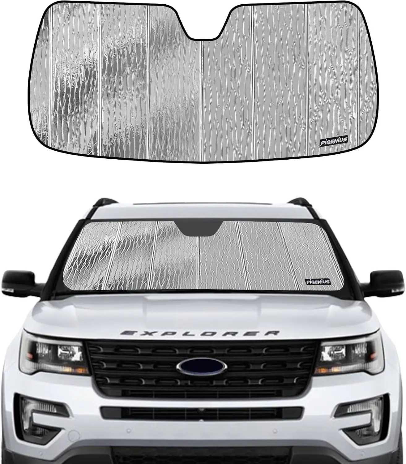 Custom Fit Windshield Sunshade for Ford Explorer 2020-2025, Reversible Silver/Black
Custom Fit Windshield Sunshade for Ford Explorer 2020-2025, Reversible Silver/Black