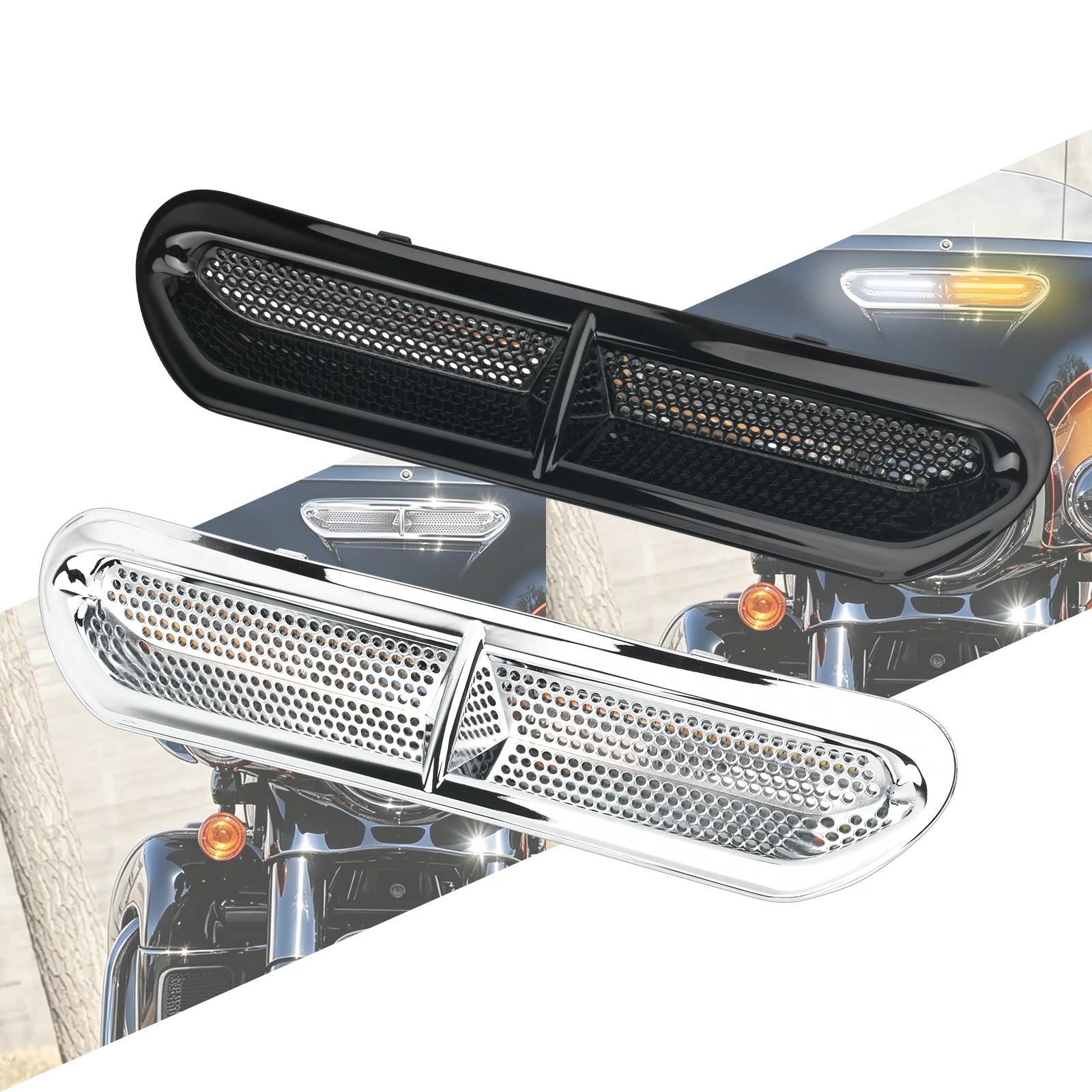 Motorcycle LED Fairing Vent Trim Flow Turn Signal Light Running Lamp For Harley Touring Street Glide Ultra Limited 2014-2023
Motorcycle LED Fairing Vent Trim Flow Turn Signal Light Running Lamp For Harley Touring Street Glide Ultra Limited 2014-2023