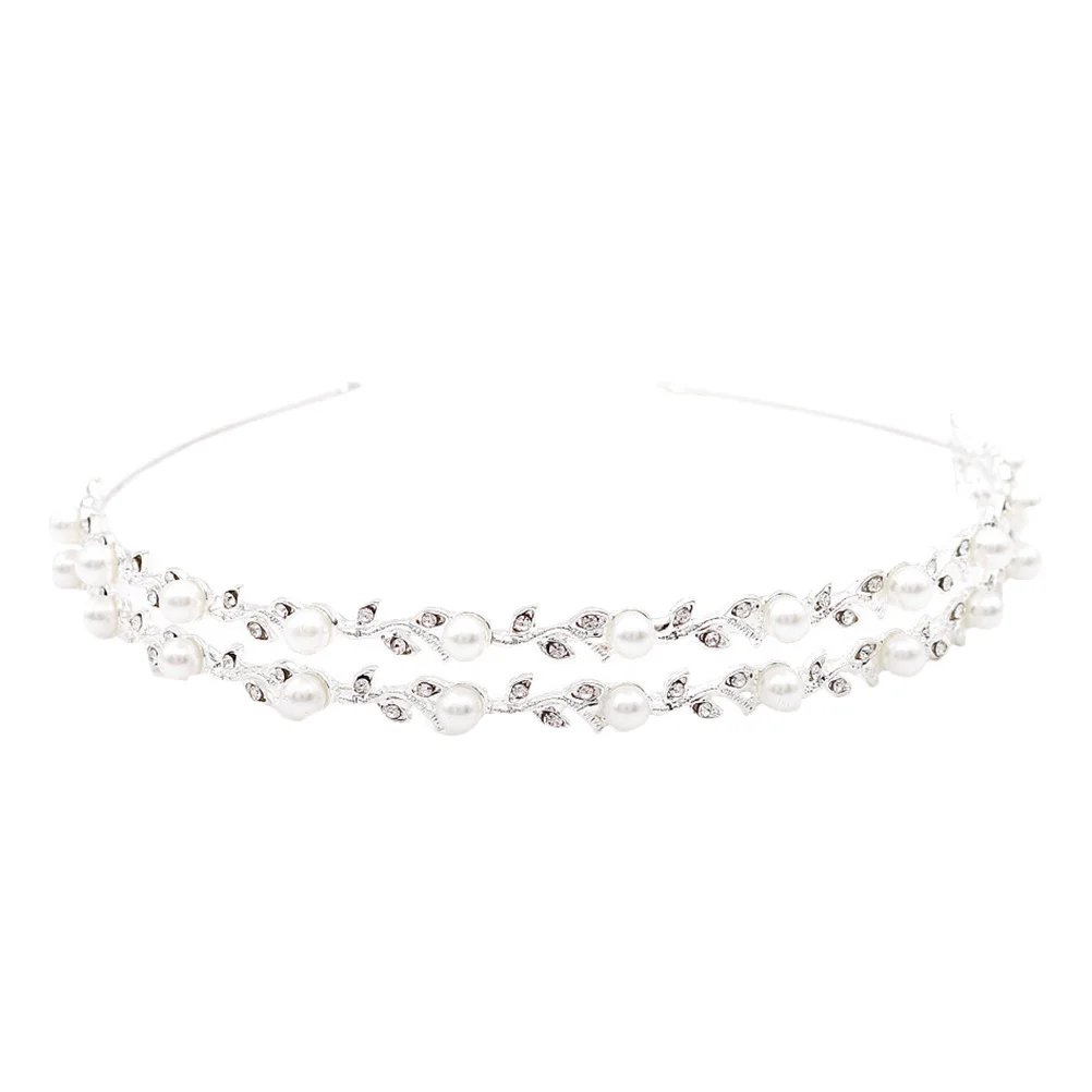 Pearl Rhinestone Headband Double Layer Leaf Bridal Hair Accessories Wedding Headpiece Metal Flexible Design Pearl Headband
Pearl Rhinestone Headband Double Layer Leaf Bridal Hair Accessories Wedding Headpiece Metal Flexible Design Pearl Headband