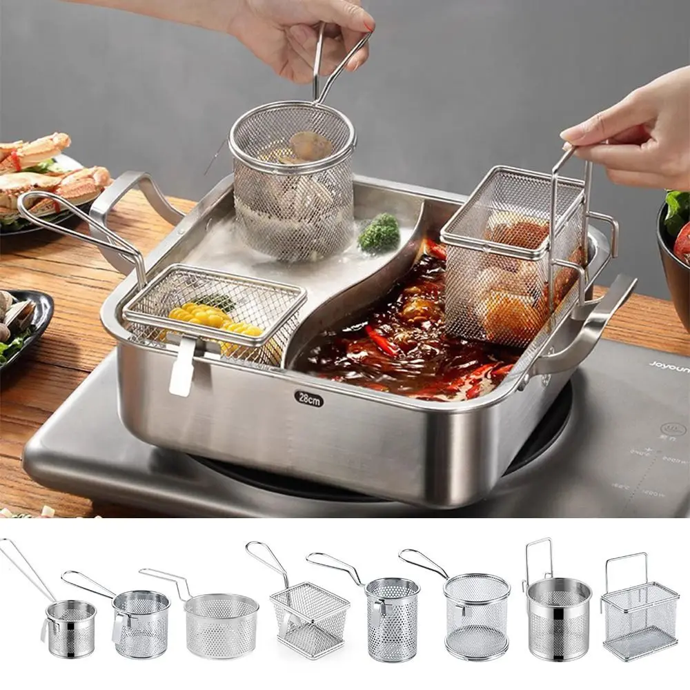 304 Stainless Steel Deep Frying Basket with Hook&Handle Silver Hangable Colander Mesh Sieve Multi-funcational
304 Stainless Steel Deep Frying Basket with Hook&Handle Silver Hangable Colander Mesh Sieve Multi-funcational