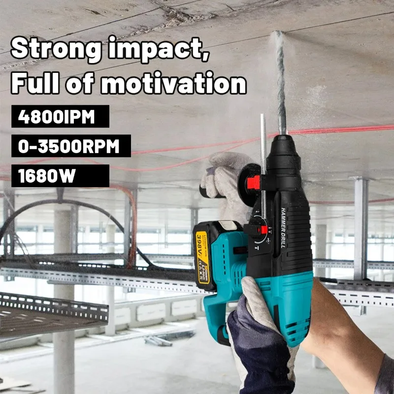 【Hot Item】 26mm Brushless Electric Hammer 360° Rotating Cordless Impact Rotary Hammer Drill Power Tool For 18V Battery Pin
【Hot Item】 26mm Brushless Electric Hammer 360° Rotating Cordless Impact Rotary Hammer Drill Power Tool For 18V Battery Pin