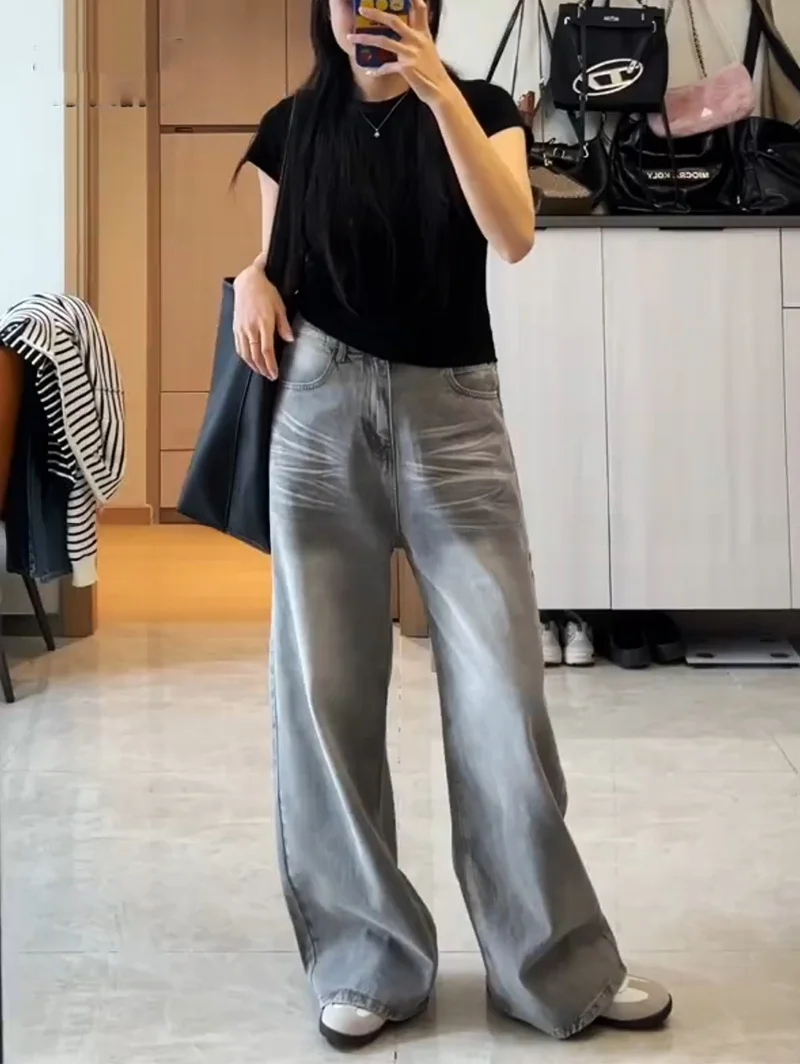 Retro Washed Tie Dye Scratched Denim Pants Women's Lazy Style Spring Early High Waist Wide Leg Long Jeans Dark Light Color
Retro Washed Tie Dye Scratched Denim Pants Women's Lazy Style Spring Early High Waist Wide Leg Long Jeans Dark Light Color