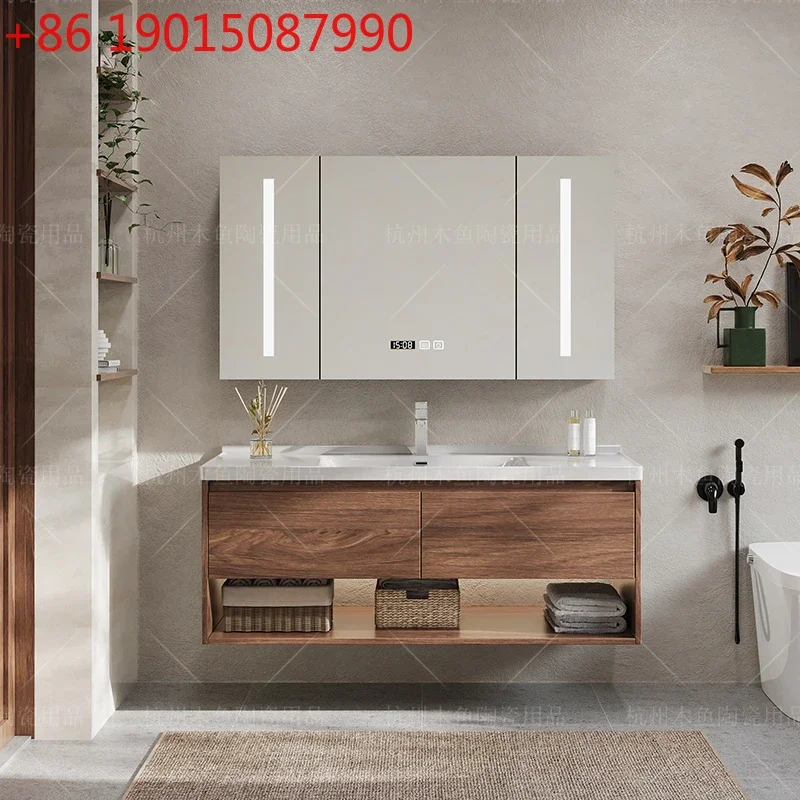 Black walnut ceramic integrated basin wash table, bathroom basin, basin cabinet combination table set
Black walnut ceramic integrated basin wash table, bathroom basin, basin cabinet combination table set