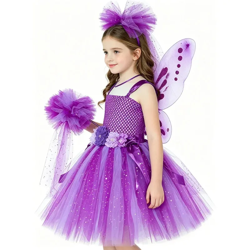 Girls' Purple Butterfly Wing Fairy Gown, Kids' Festival Ballet Puffy Skirt, Halloween Party & Gala Dress-Up Princess Dress Set
Girls' Purple Butterfly Wing Fairy Gown, Kids' Festival Ballet Puffy Skirt, Halloween Party & Gala Dress-Up Princess Dress Set