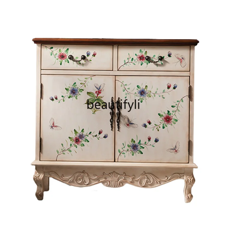 American-Style Solid Wood Entrance Cabinet Painted Sideboard Cabinet Retro Hallway Large Capacity Locker
American-Style Solid Wood Entrance Cabinet Painted Sideboard Cabinet Retro Hallway Large Capacity Locker