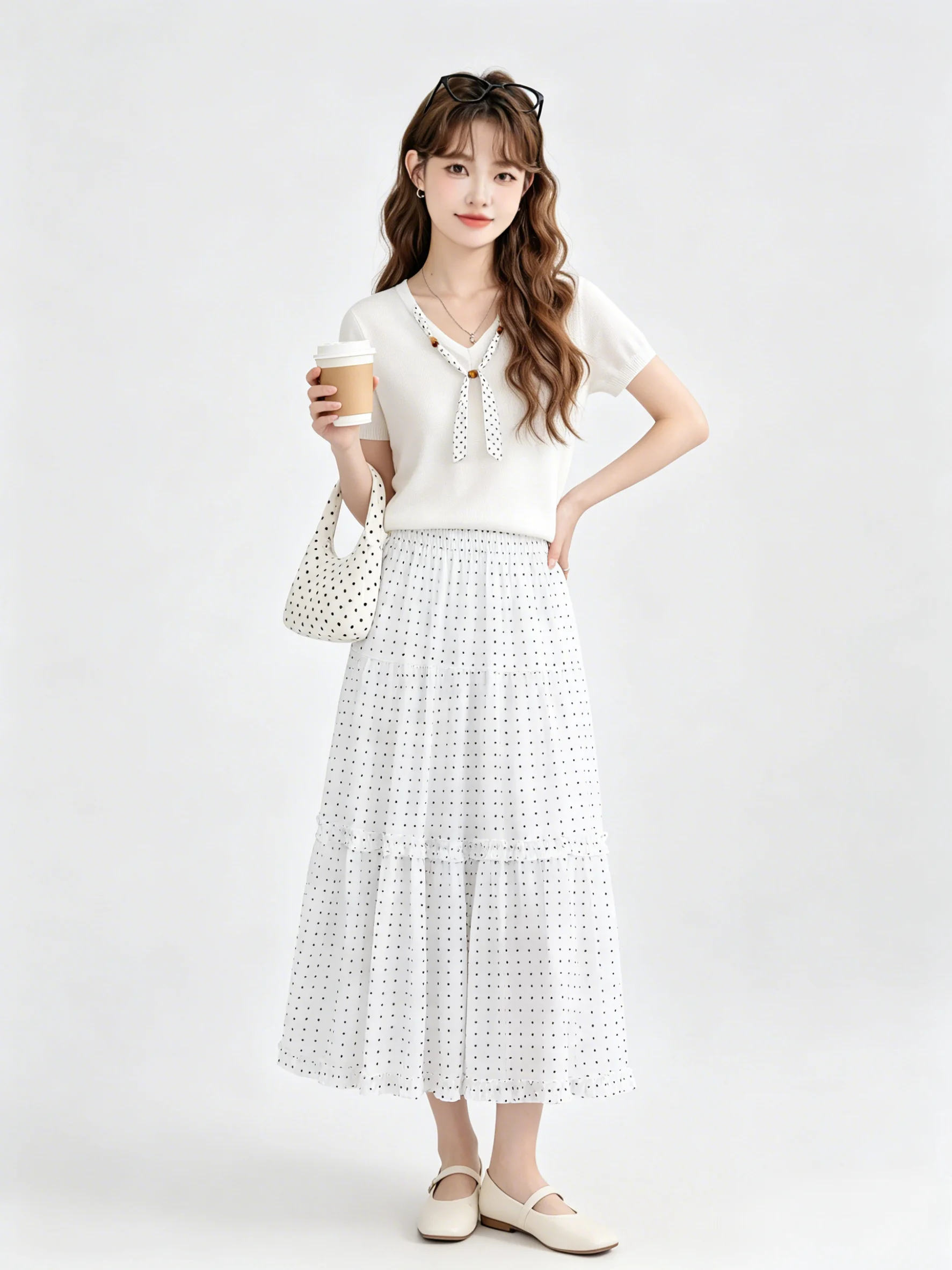 Chic Anti-Aging Summer Casual Dot Two-Piece Set Draped Half-Skirt V-Neck Short-Sleeve Slimming Ensemble Women's Fashion
Chic Anti-Aging Summer Casual Dot Two-Piece Set Draped Half-Skirt V-Neck Short-Sleeve Slimming Ensemble Women's Fashion