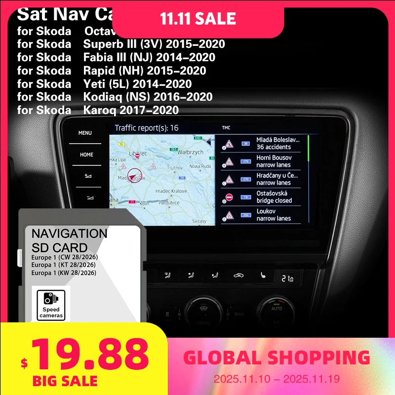 Nav GPS Card Suitable for Skoda MIB2 2026 Work for Europe Map England Poland Netherlands Spain Norway Greece
Nav GPS Card Suitable for Skoda MIB2 2026 Work for Europe Map England Poland Netherlands Spain Norway Greece
