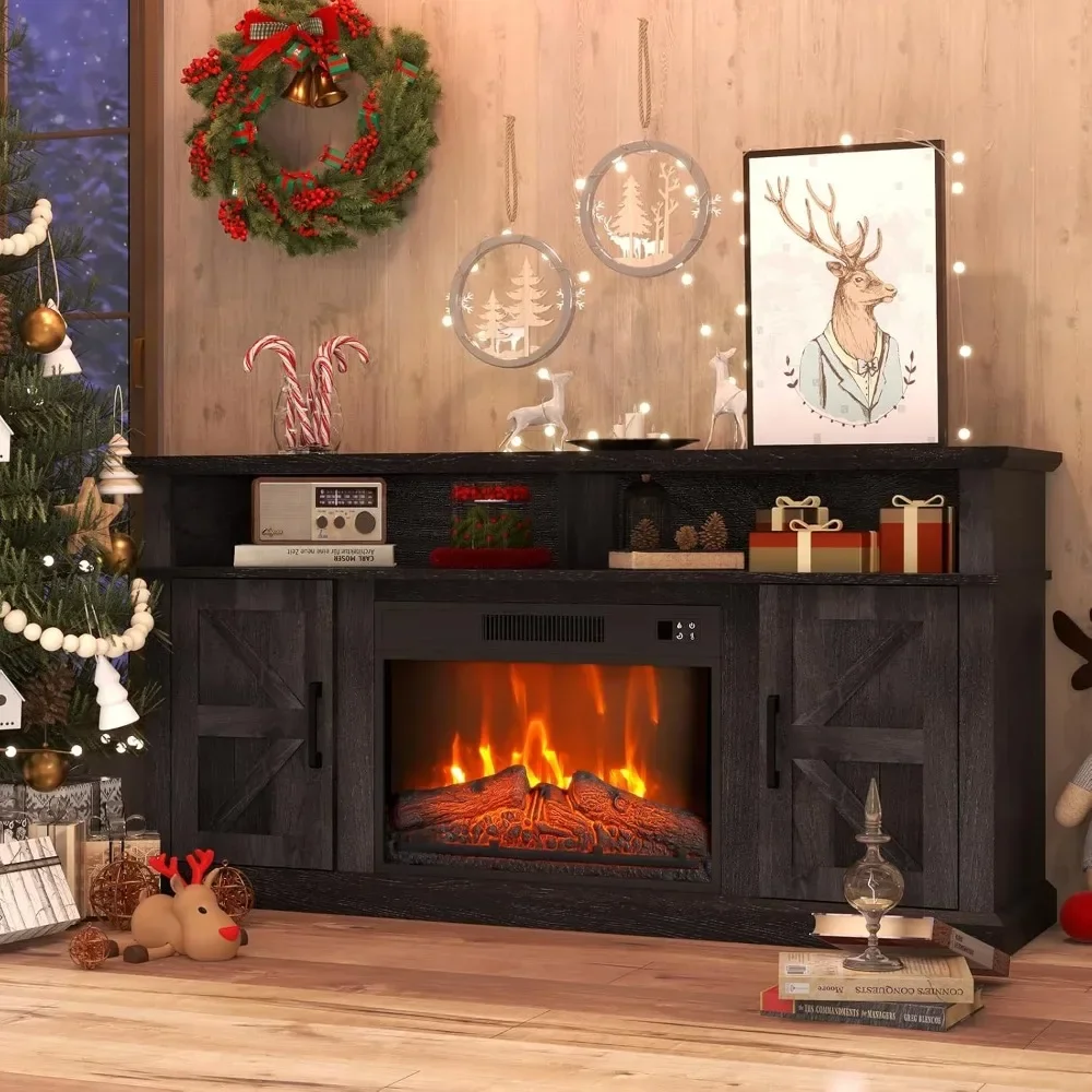 Fireplace TV Stand for TVs Up to 65" with 23" Electric Fireplace, Entertainment Center with Storage Cabinet and Open Shelves
Fireplace TV Stand for TVs Up to 65" with 23" Electric Fireplace, Entertainment Center with Storage Cabinet and Open Shelves