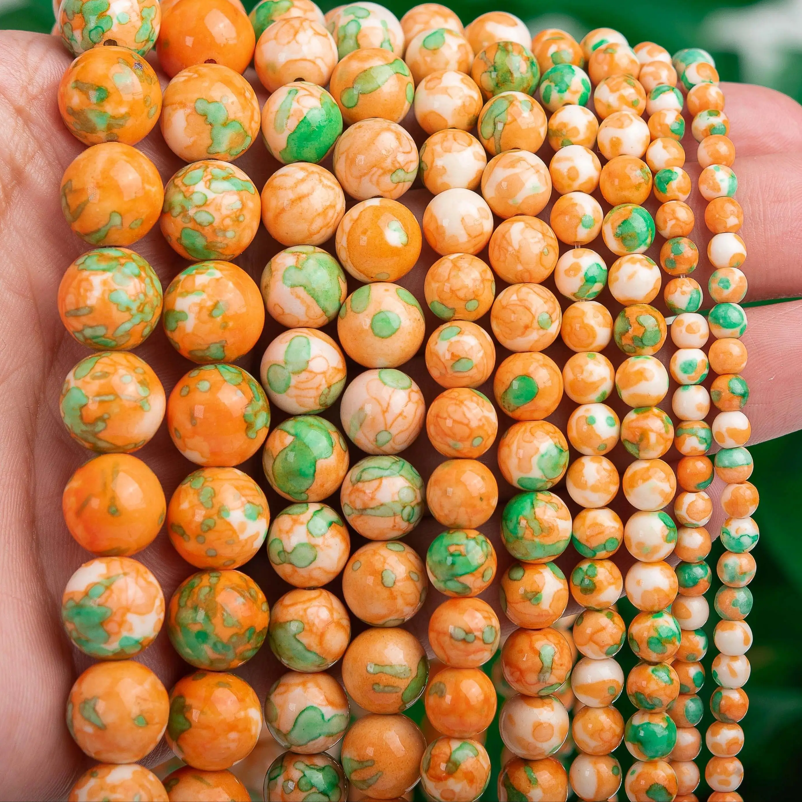 Orange & Green Rain Flower Jades Loose Beads Round Shape Size Options 4/6/8/10/12mm for Jewelry Making
Orange & Green Rain Flower Jades Loose Beads Round Shape Size Options 4/6/8/10/12mm for Jewelry Making