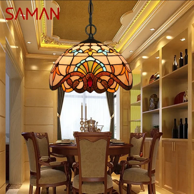 SAMAN Modern Tiffany Pendant Lamp LED Creative Baroque European Stained Glass Chandelier Light for Home Dining Bar Decor
SAMAN Modern Tiffany Pendant Lamp LED Creative Baroque European Stained Glass Chandelier Light for Home Dining Bar Decor