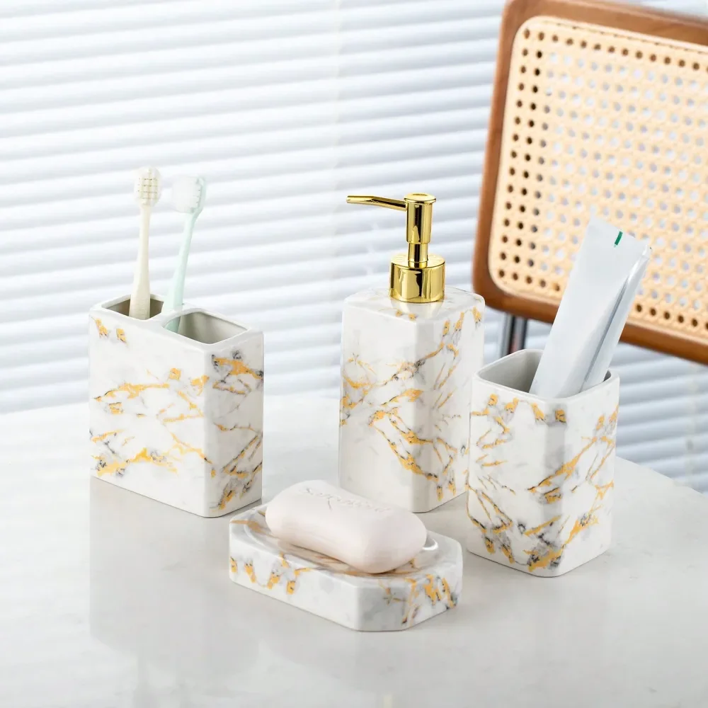 4 Pieces Bathroom Accessories Set Bathroom Accessories Set Includes Lotion Dispenser, Toothbrush Holder Tumbler, And Soap Dish
4 Pieces Bathroom Accessories Set Bathroom Accessories Set Includes Lotion Dispenser, Toothbrush Holder Tumbler, And Soap Dish